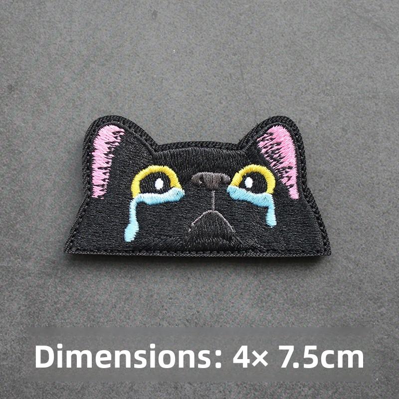 Black kitten cute creative full area embroidery Velcro tide badge morale badge armband pack patch badge
