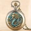 Exquisite Vintage Mermaid Pattern Pocket Watch Design with Necklace,Precise Quartz Movement Watch,Great Gift for Women and Girls