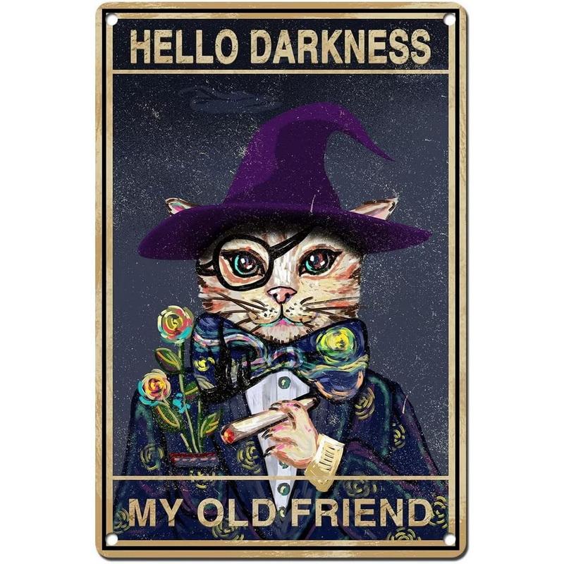 Vintage Funny Cat Coffee Themed Metal Tin Sign Retro Cute Kitten Wall Art Decor for Home Kitchen Cafe Bar Rustic Iron Painting P