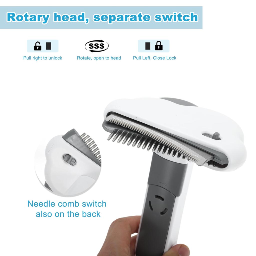 GLIDESMOOTH Cat Cat Undercoat Cat Hair Removal Curved Comb Cat Detangler Pet Hair Removal Tool for Gray and White 3-in-1 Brush, Rake, Brush, Brush,