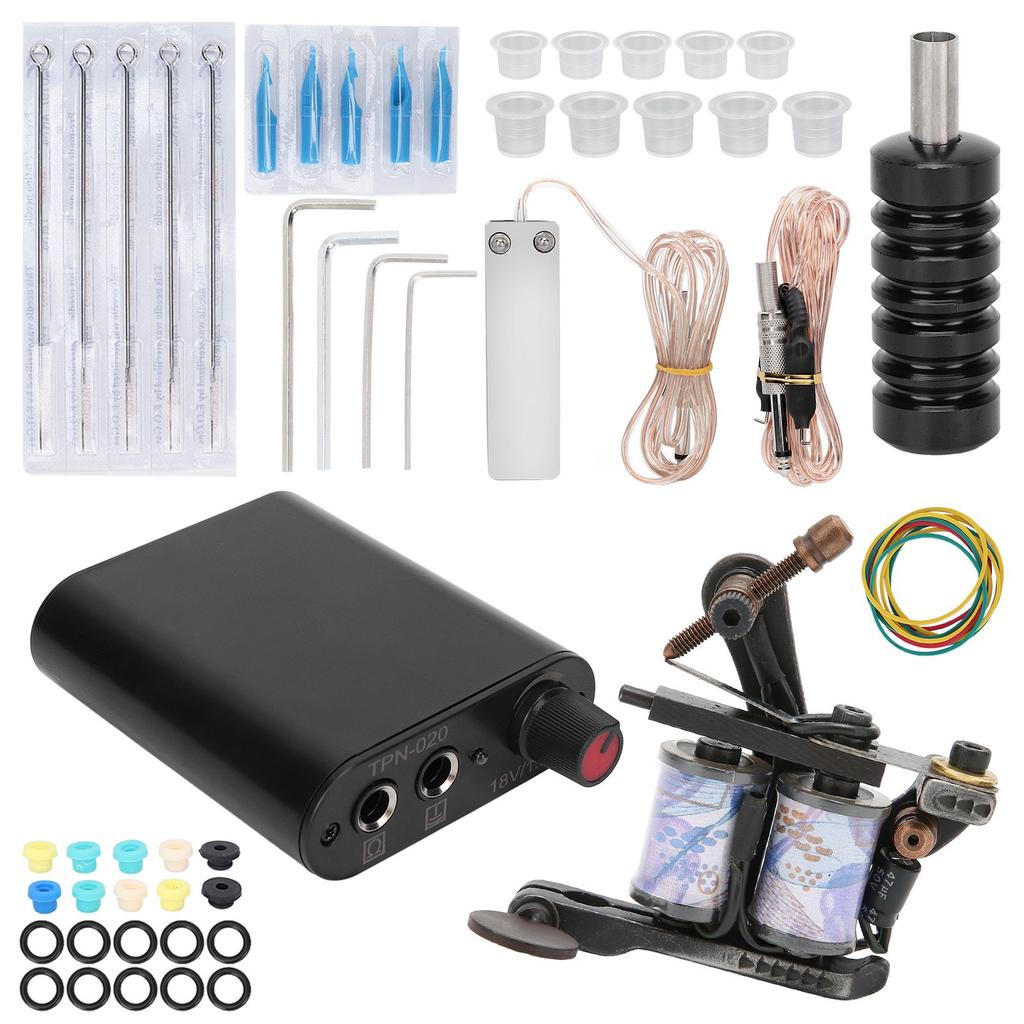 Complete Tattoo Kit Professional Power Supply Coil Tattoo Machine Tattoo Supplies for Beginners