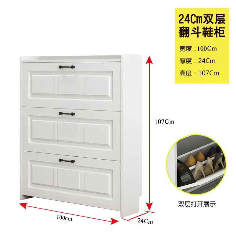 Shoe Cabinets Household Door Storage Ultra-Thin 17Cm Shoe Organizer Modern Simplicity Shoerack Large Space Solid Wood Shoe Rack