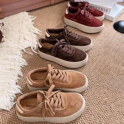 Туфли на платформе, кеды, женские, осень-зима 2025, новая кожа, круглый носок, модные, универсальные, легкие, спортивные и повседневные женские туфли