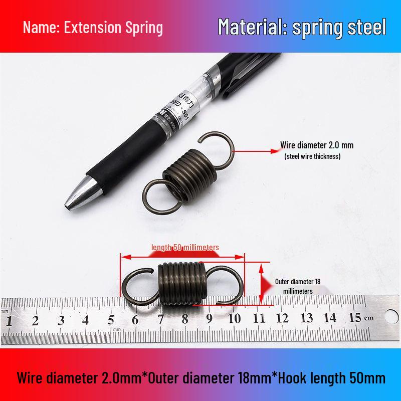 Желтая пружина растяжения из пружинной стали с крюком для удлинителя электрического вилочного погрузчика, наружный диаметр 12-22 мм, проволока 2,0 мм, высокая сила растяжения