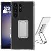 Protective Case - BOOLING - for Samsung Galaxy S23 Ultra - Transparent Silicone - Shockproof - Adjustable Stand