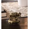 Holy Kamdhenu Cow and Calf Brass Figurine (8 Cm X 5 Cm X 6, Golden and Yellow)