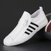 Мужская обувь Весна Новые модные туфли Низкие белые туфли Молния Холщовые туфли Корейский стиль Модные универсальные повседневные туфли для сноуборда