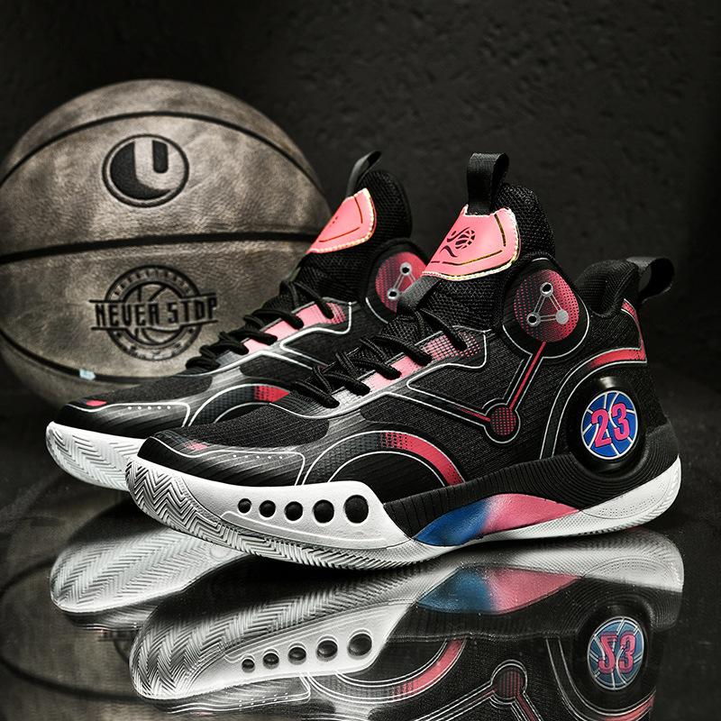 Новые баскетбольные кроссовки мужские высокие ботинки дышащие, нескользящие, износостойкие и амортизирующие кроссовки для учеников средней школы для цементного пола sne