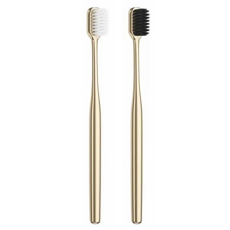 2/1 шт. роскошная мягкая зубная щетка для мужчин и женщин, зубная щетка для взрослых, гальванизированная, золотистого цвета, зубные щетки, чистка зубов, уход