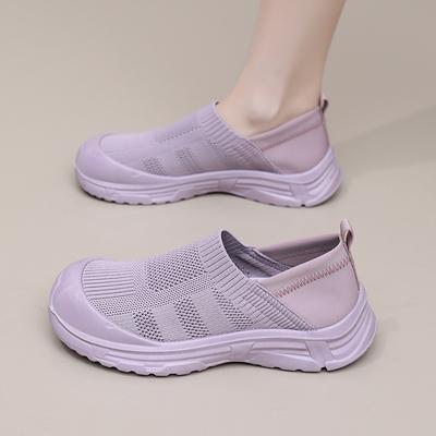 Туфли женские 2025 весна новые повседневные одинарные туфли ленивые на одной педали с круглым носком на высокой подошве дышащие нескользящие износостойкие женские туфли