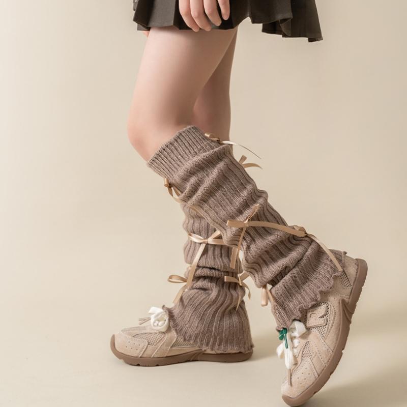 Детские носки с ворсом, модные школьные носки в балетном стиле для детей и девочек, креативный дизайн, детские носки с бантом на бретельках, теплые осенне-зимние носки