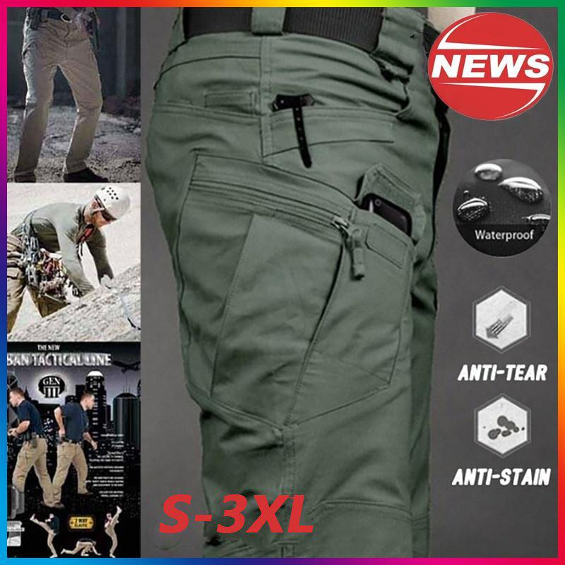 Men's Spring Summer Autumn Plus Size Tactical Pants Outdoor Multi-Pocket Wear Resistant Casual Training Pants
