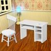 1/12 Mini Computer Desk and Chair Toy Dollhouse Furniture Modern Study Table Chairs Model Set