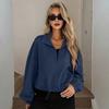 Women's Full Zip Short Jacket Casual Long Sleeve Stand Collar Crop Coat Drawstring Hem Fall Sweatshirt with Pockets