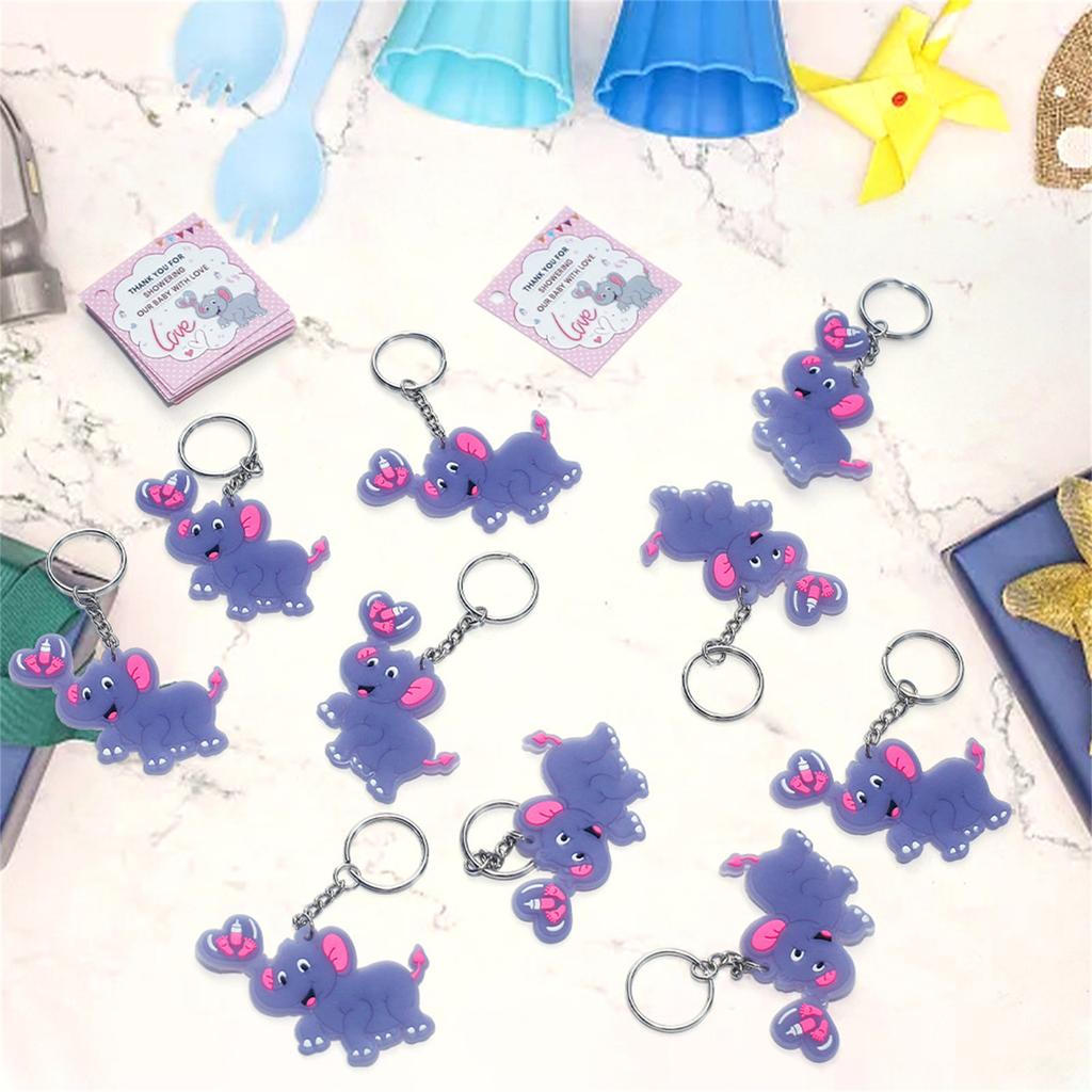 Брелки в виде слонов оптом 24 шт. Украшения для детского душа с мешочком из органзы Подарок в знак благодарности гостю на вечеринку Сувенир