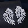 Женские серьги-иглы с кубическим цирконием WWJ Big Leaf Design