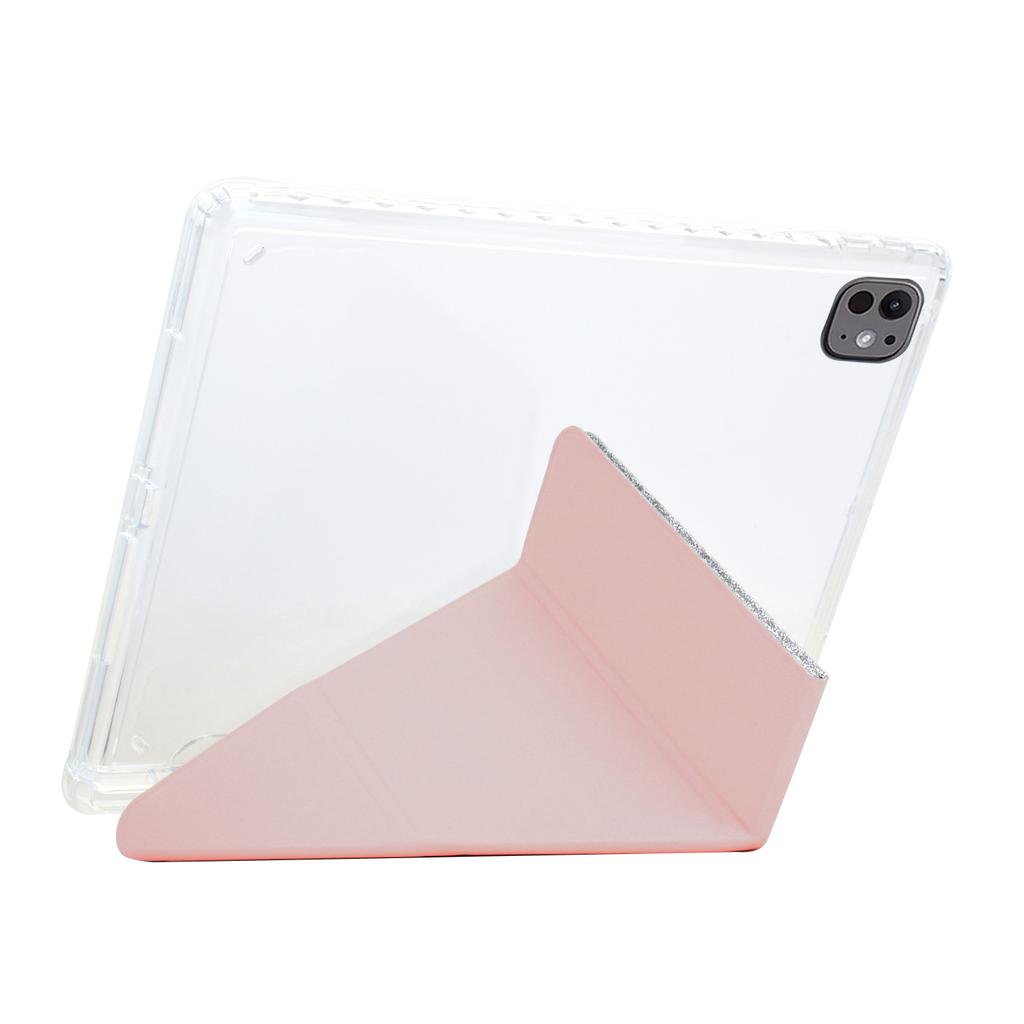For iPad Pro 13 (2024) Case Y-Fold Stand Glitter Leather TPU Acrylic Clear Tablet Cover