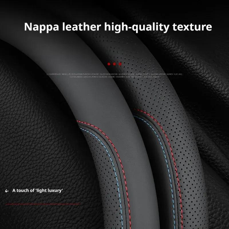 For BMW X1 X3 X5 3 5 7 Series F30 G20 G80 G26 G30 G60 G11 F48 G01 G45 G05 Leather Steering Wheel Cover Ultra-thin Accessories