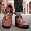 New 2025 Handmade Leather Men Boots Man Breathable Casual Leather Shoes Design Sneakers Men Ankle Boots Breathable Outdoor Boats