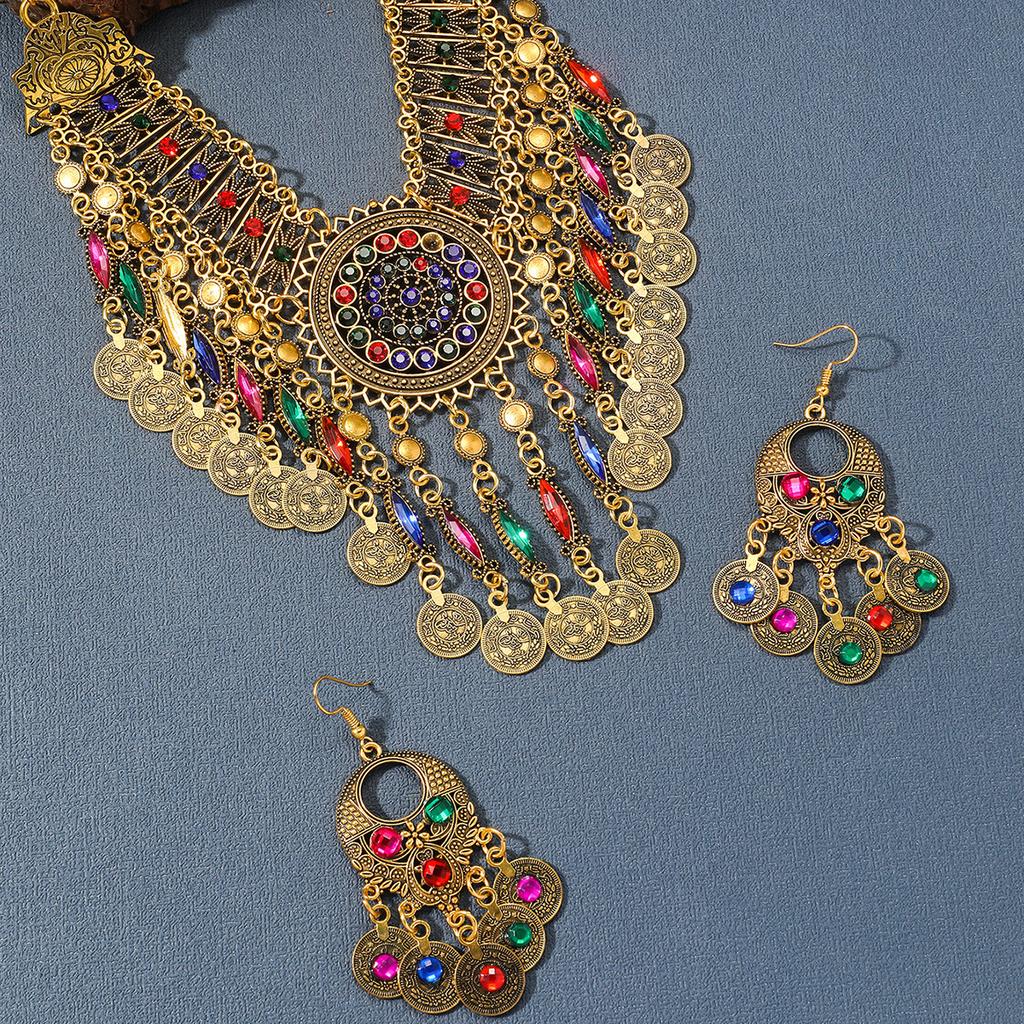 Стиль Ретро Придворный Богемный Этнический Стиль Ожерелье Серьги Набор Украшений из двух предметов