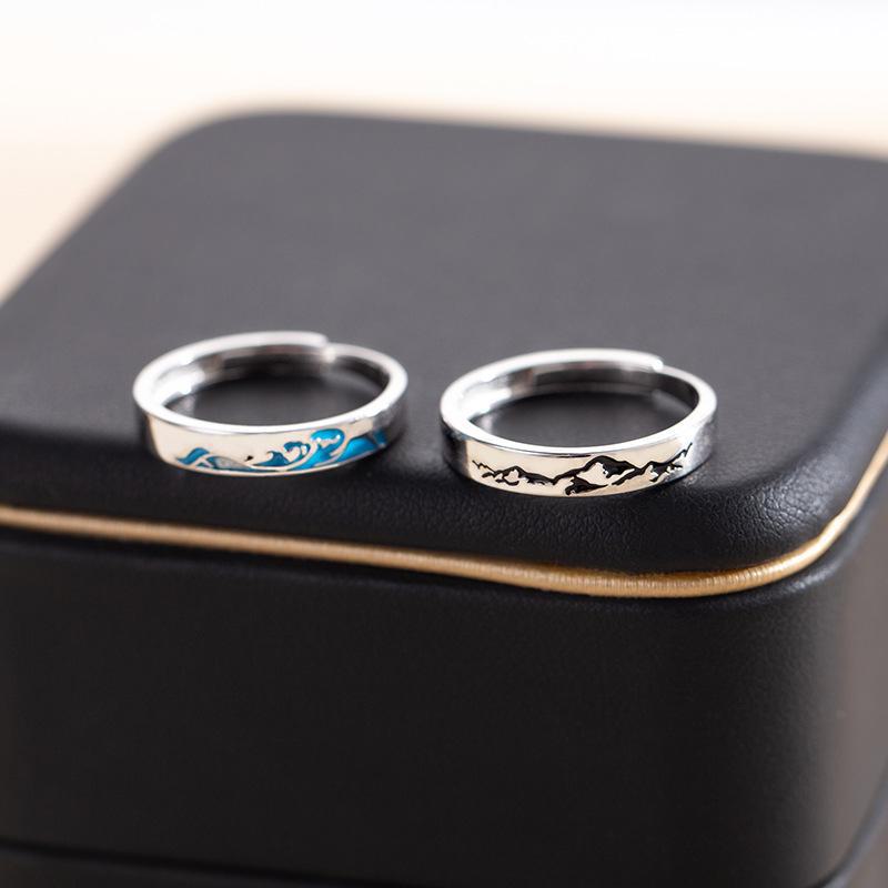 Кольца для пар Banyan Tree S925 Mountain Alliance: Роскошные кольца с индивидуальной гравировкой для парня и девушки.