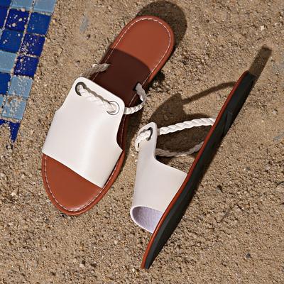 Модные женские пляжные шлепанцы, летний новый стиль, круглый носок, открытый носок, облегающие стопу, мягкая подошва, нескользящие, износостойкие, плоские сандалии