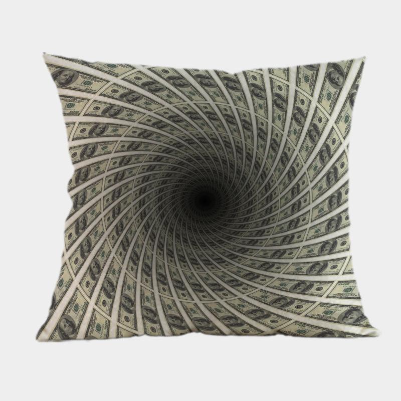 New Us Dollar Decorative Sofa Throw Pillows 18 Inches Square Linen Cotton Money Print Ofiice Chair Seat Cushion Cover Home Decor