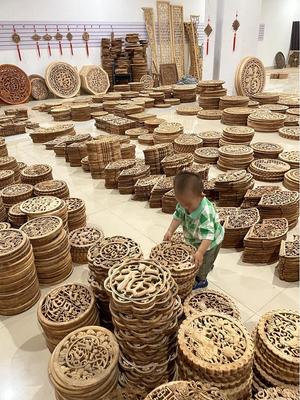 Круглый резной кулон из камфорного дерева - Настенное украшение в китайском стиле для гостиной или спальни