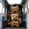 Мягкое фланелевое автомобильное одеяло для сна с рисунком йоркширского терьера - Подходит для любого сезона, полиэфирное волокно, плед для питомца, автомобильные аксессуары
