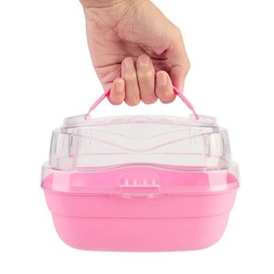 1 шт. Портативная прозрачная клетка для хомяка с бутылкой для воды, дышащая дорожная переноска, подходит для домашних питомцев, встроенная кормушка-бутылка для воды