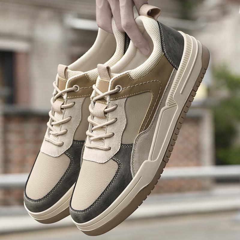 Молодежная подростковая повседневная обувь из натуральной кожи, скейт-кеды, новые модные кроссовки для мужчин, удобная легкая обувь для ходьбы на открытом воздухе