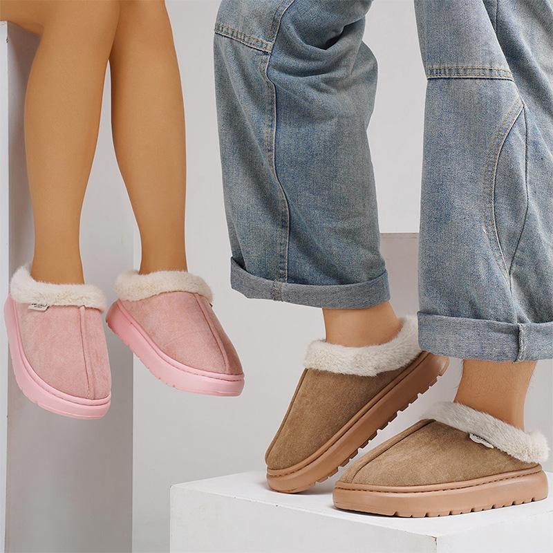 1Pair Thick Non Slip Outdoor Indoor Women Winter Fluffy Fur Slipper Thick Sole Plush Shoes