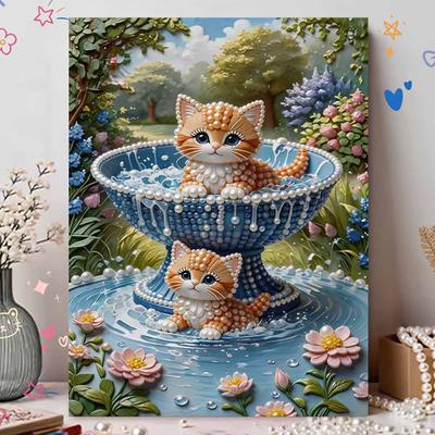 Уникальный набор для рисования жемчугом и камнями DIY 30x40 см Котёнок Безрамное искусство Идеальный ручной подарок для взрослых Декор для стен дома на любой случай