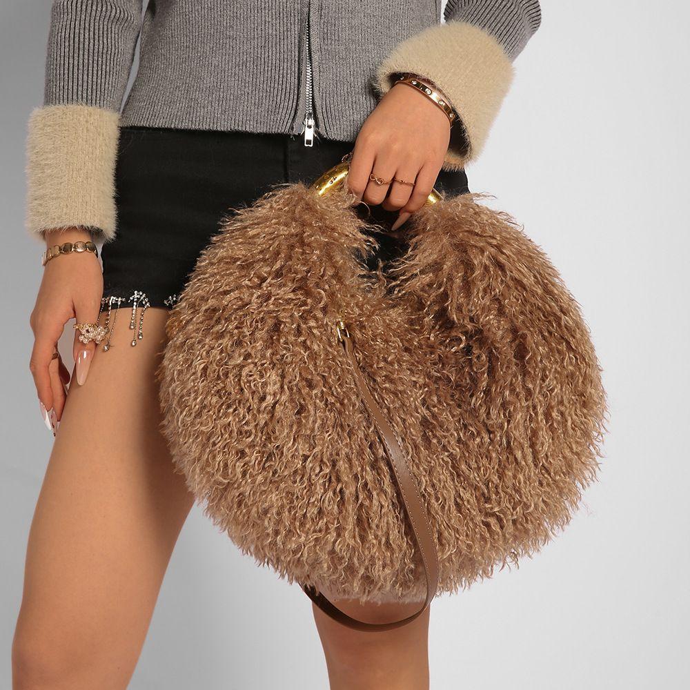 Y2k Fluffy Crossbody bag Portable Fluffy Tote Bag Retro Fuzzy Fur Handbag Party