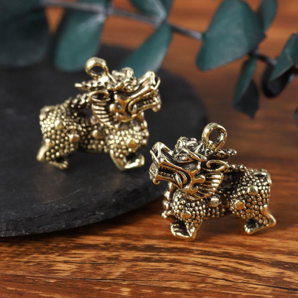 Chinese Beast Dragon Statue Bronze Figurine Ornaments Antique Copper Mythical Animal Miniature Home Decoration Crafts Collection