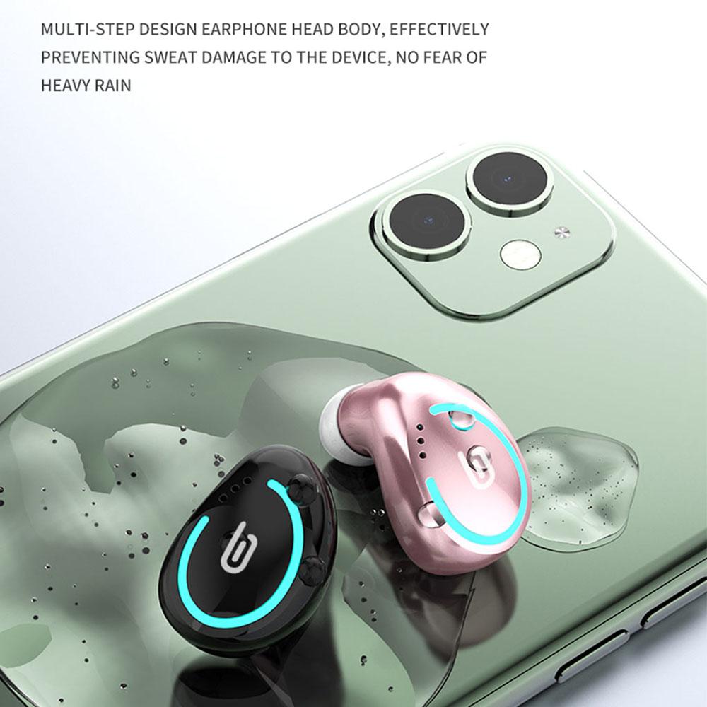 VAORLO Mini Single Bluetooth Earphone IN-Ear Invisible Hifi Music Wireless Earbuds Noise Cancel Headset With Charging Box For Smart Phone