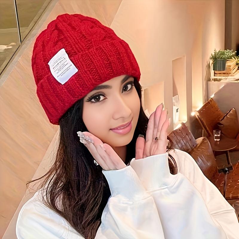 Женская эластичная шапка-бини, зимняя шапка-череп, мягкий повседневный головной убор, универсальная мода, удобная теплая шапка