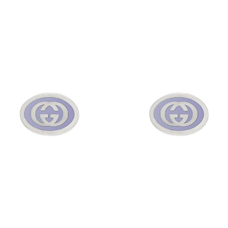 Gucci Double G Series Interlocking Double G Enamel Bright Finish 925 Silver Enamel Earrings Women earrings Light-Purple 753485-J8410-5200