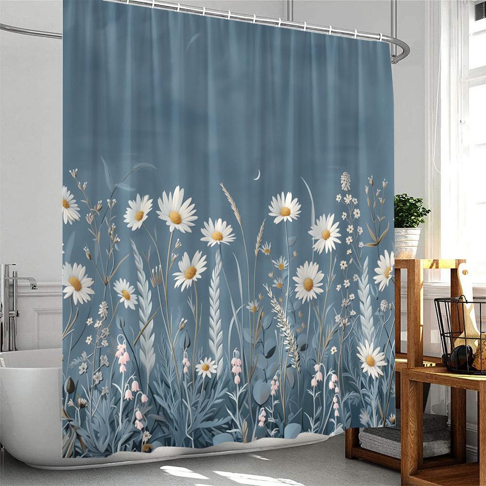Floral Plants Shower Curtain Flowers Bamboo Butterfly Green Vines Botanical Herb Modern Bathroom Decor Polyester Bathtub Curtain