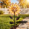 Outdoor Decorative Garden Stakes for Yard Solar Powered Skull Sunflower Light, Waterproof Stake Durable Resin Lawn Sculpture Halloween Decor