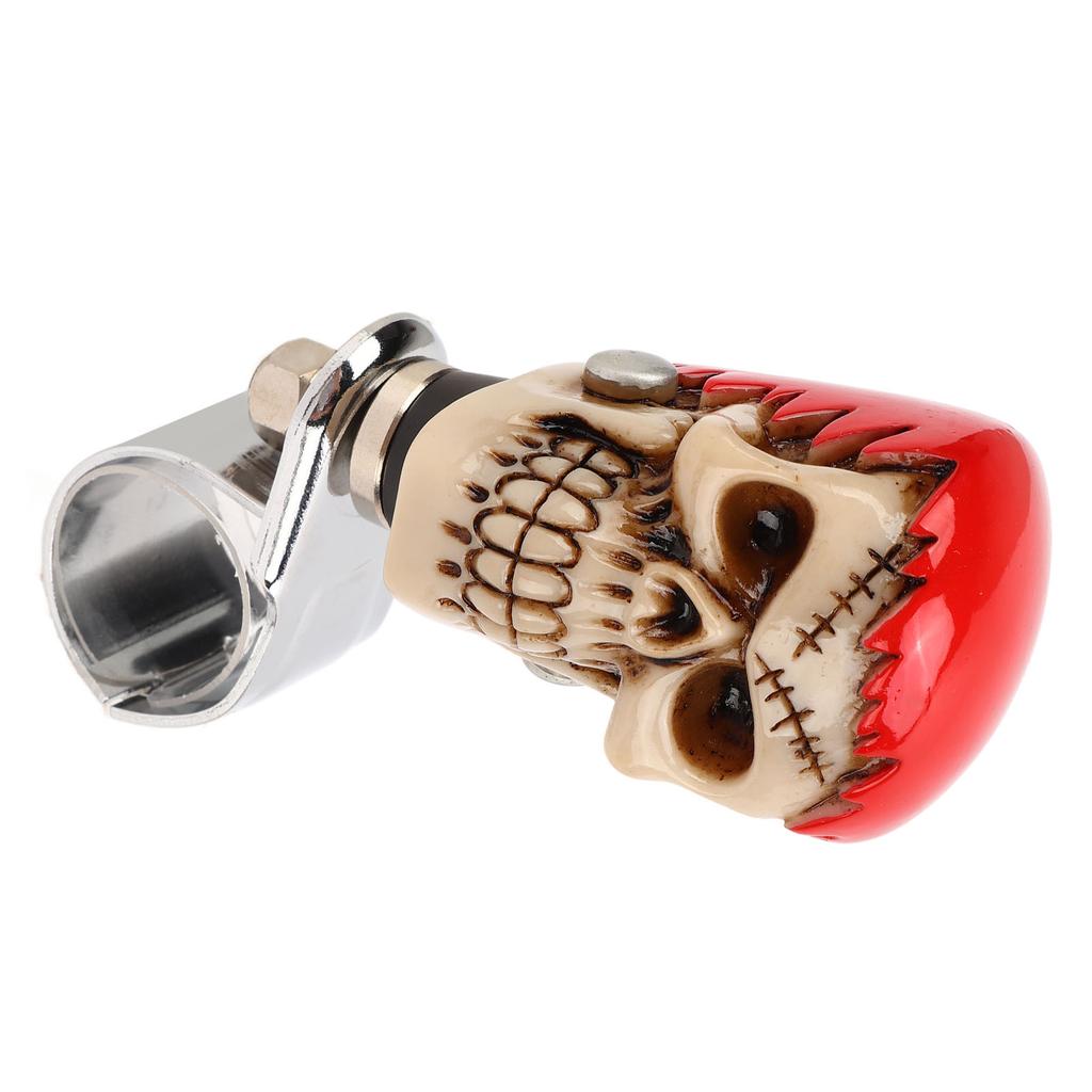 Skull Steering Wheel Knob Car Power Handle Spinner Knob Universal for Trucks Tractors Boats Red Hair White Face