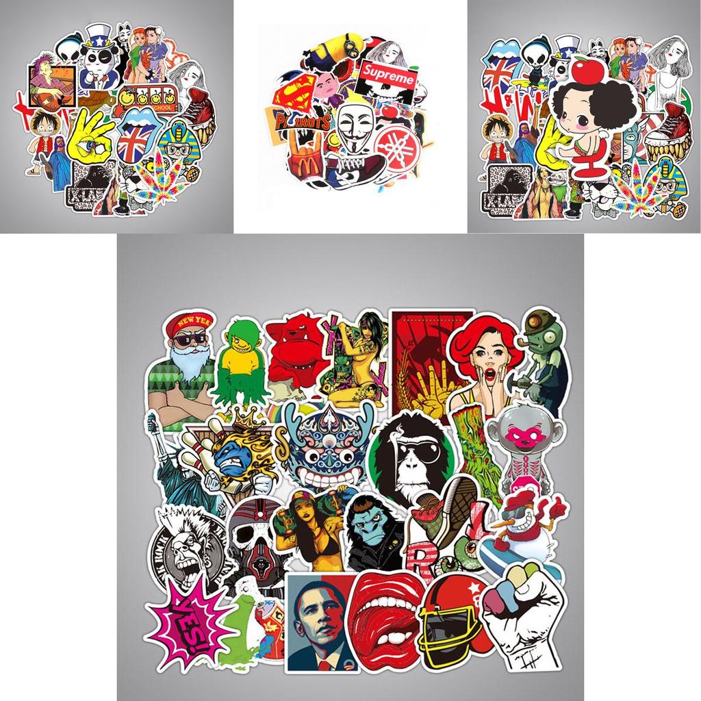 Vibrant 50pcs Vinyl Stickers For Skateboard Guitar Travel Case With Cool Designs