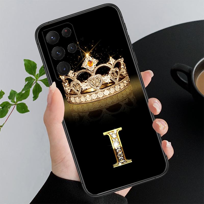 Чехол-буква с бриллиантовой короной для Samsung Galaxy A73 A13 A22 A32 A71 A33 A52 A53 A72 A73 A51 A31 A23 A34 A54 A52 A53S Funda