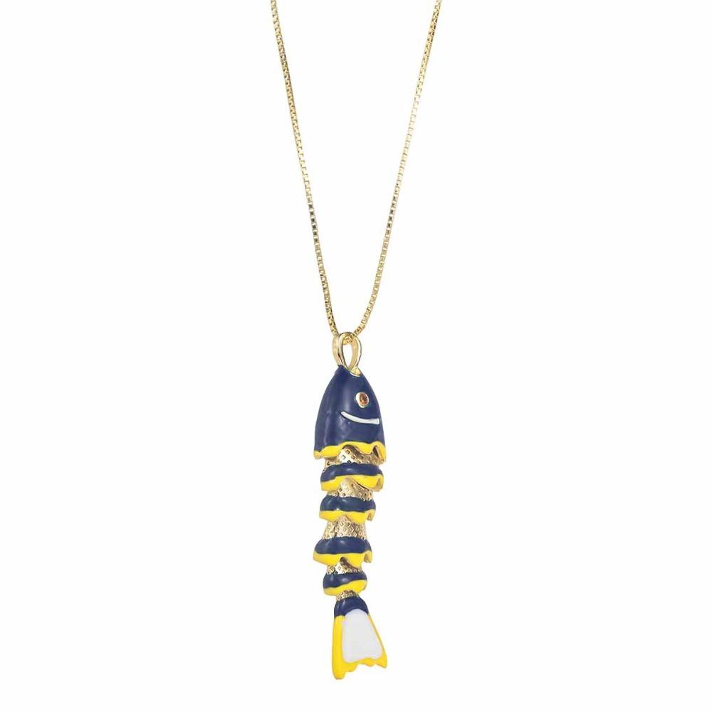 Movable Enamel Fish Necklace Colorful Gold Jewelry Personality Glazed Necklace  Women