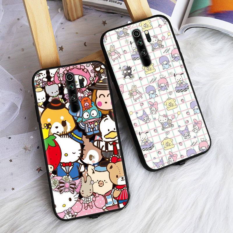 Черный чехол для Xiaomi Poco X6 X4 M5 M6 F5 F6 C65 C55 C50 C51 C40 Pro Redmi 14C A3X 13C 12C 11T 10A 9C Note 7 6 8A Plus L-14 Sanrio Mix