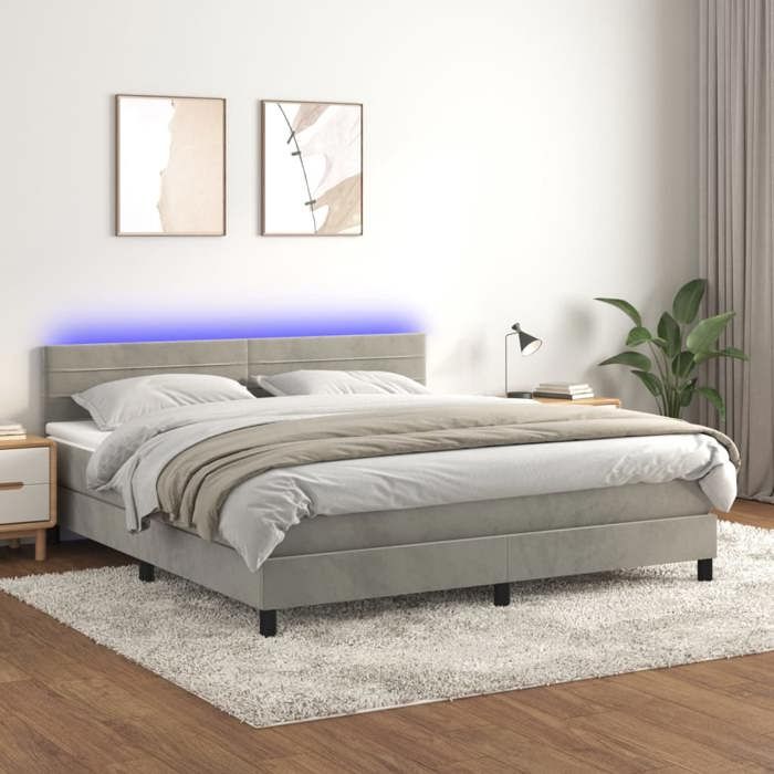Maison Exclusive - Sommier à lattes de lit avec matelas LED Gris clair 180x200 cm