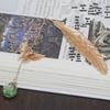 Китайская металлическая закладка в виде пера для трансграничного использования: Классический дизайн с прожилками листьев, Креативная канцелярия, Культурный подарок в древнем стиле