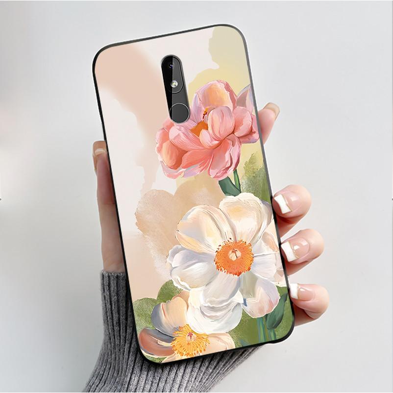 Printing Pattern Case For Nokia 3.2 / Nokia 3 / Nokia 3.1 Capa Coque Soft Silicone Black Shell Cover Cute Flower Cartoon Casing