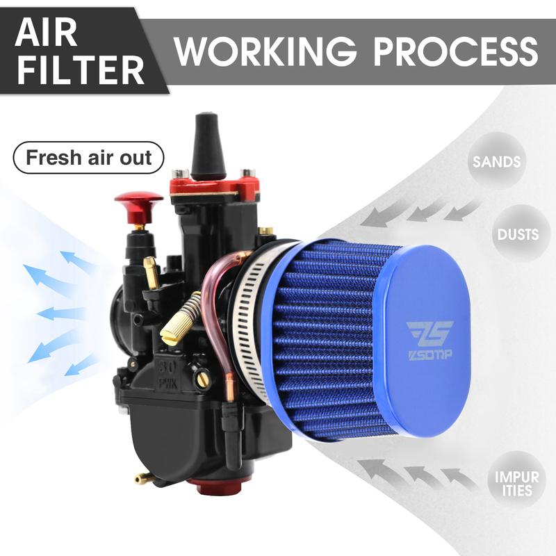 ZSDTRP 38-60mm Motorcycle Universal Replacement Air Cleaner Intake Filter For Dirt Bike ATV Blue Air Filter
