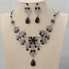 3 Pcs Luxury Black Zircon Set Classic Crystal Necklace Birthday Party Wedding Accessory Elegant Rhinestone Necklace Earring Set